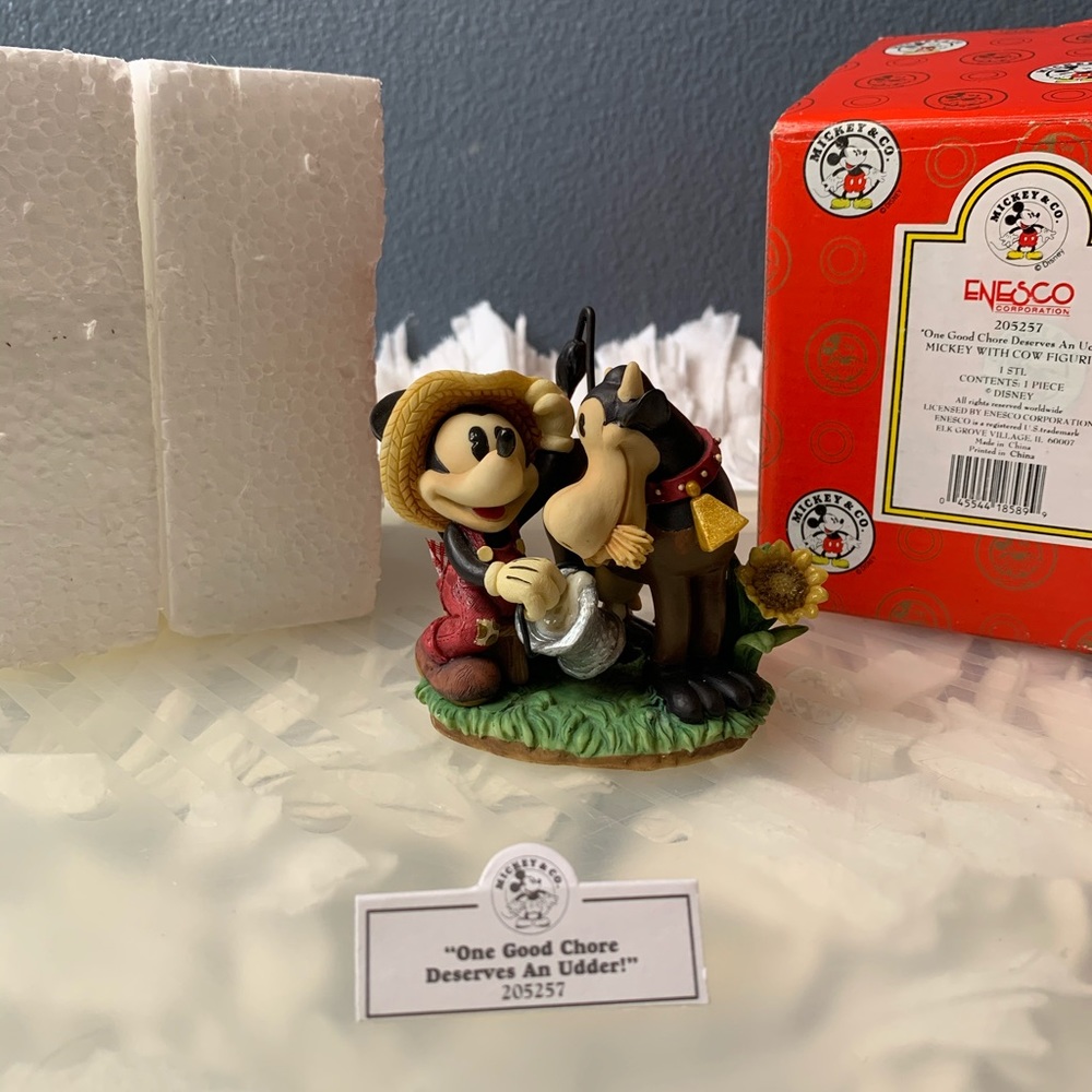 Disney Mickey with Cow Figurine